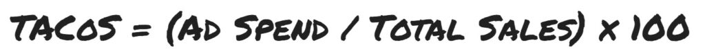 TACoS = (Ad Spend / Total Sales) x 100